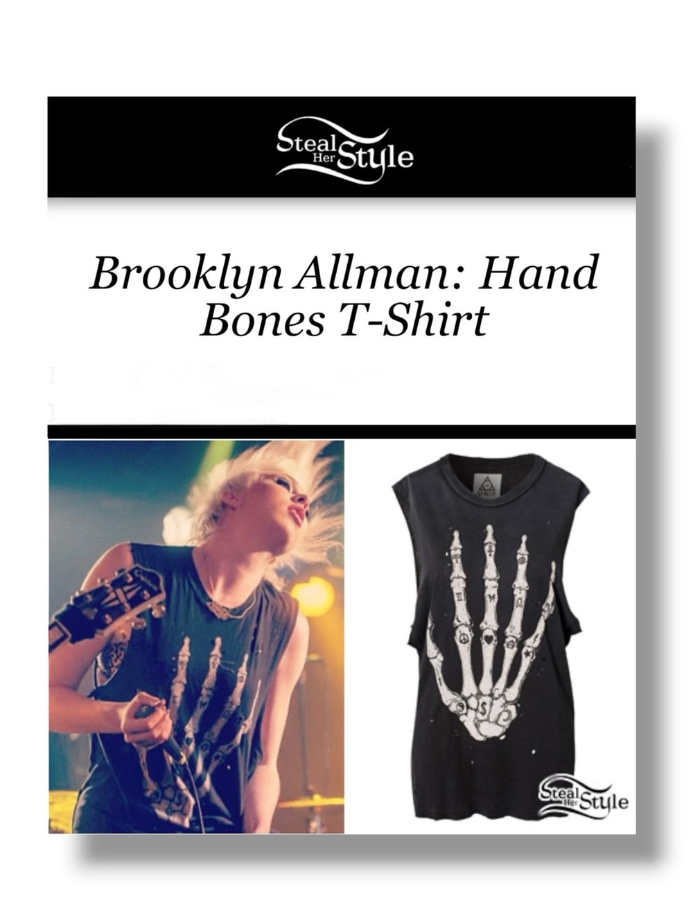 Rare: UNIF 𖤐 Brooklyn Allman’s Skeleton Skull Hand Muscle Tee Tank 𖤐 Black 𖤐 S